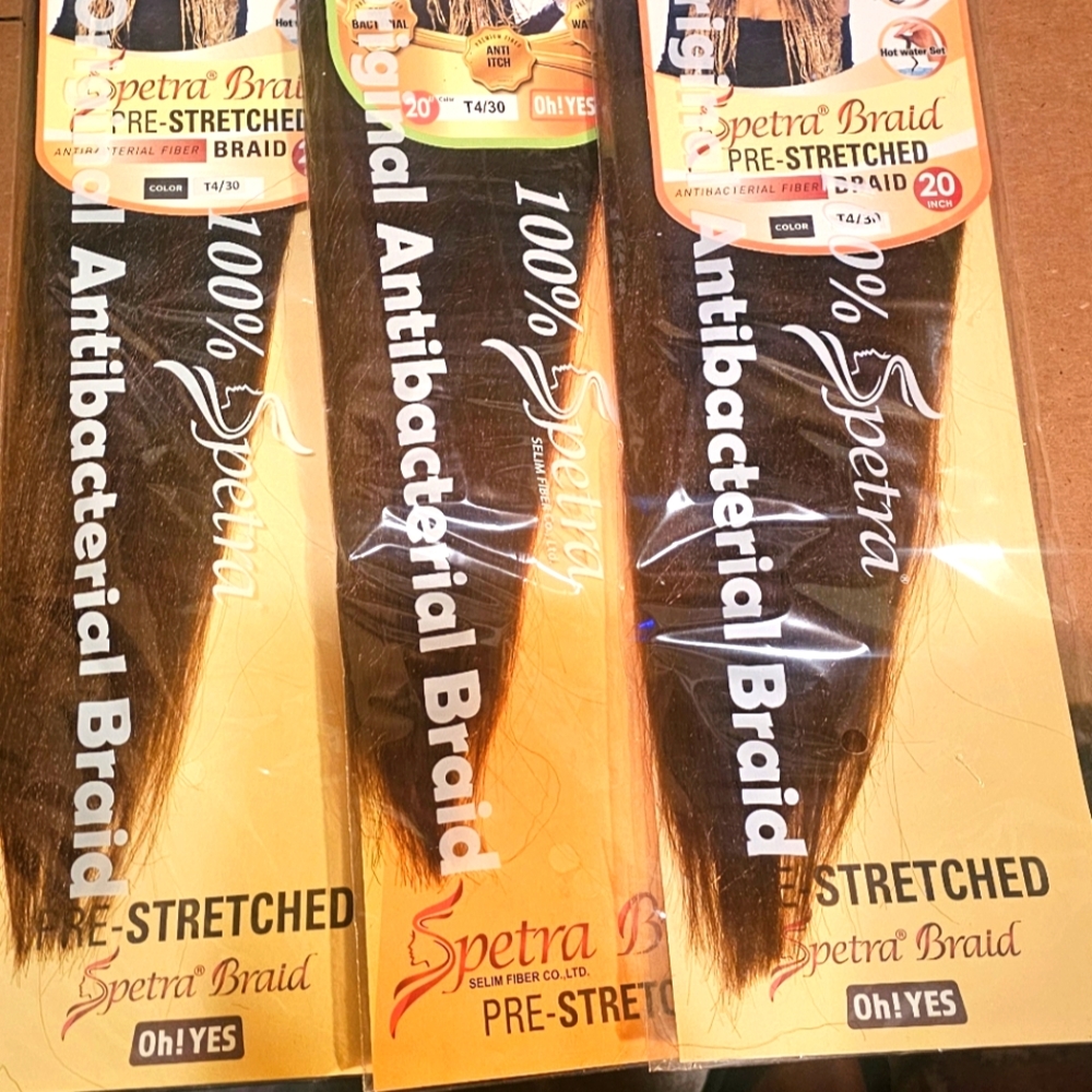 Antibacterial Pre-Stretched Braid 20" Color T4/30 INCLUDES 3 PACKS OF HAIR